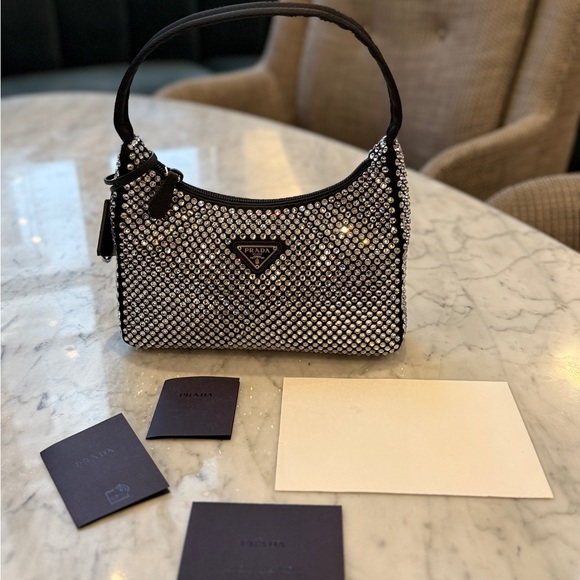 Prada Handbags - PRADA Satin Crystal Mini Re-Edition 2000 Bag Cristal